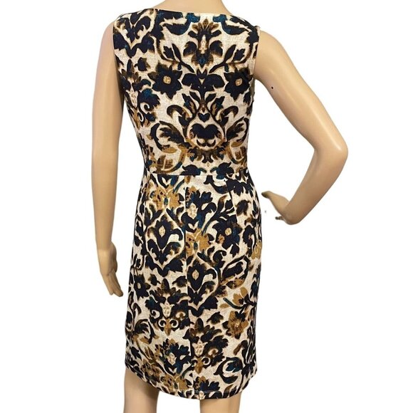 Muse Faux Wrap Front Twist Dress Womens Sz 4 Dress w/Stretch Knee Length Paisley - Picture 4 of 11